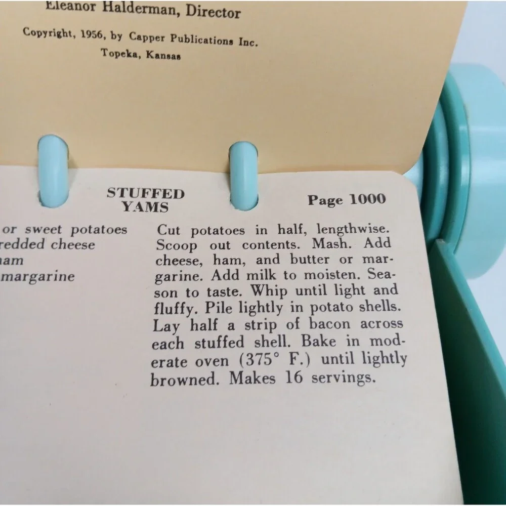Vintage Household Hi-Speed Cookbook 1956 Rolodex Turn Style Recipe Turquois